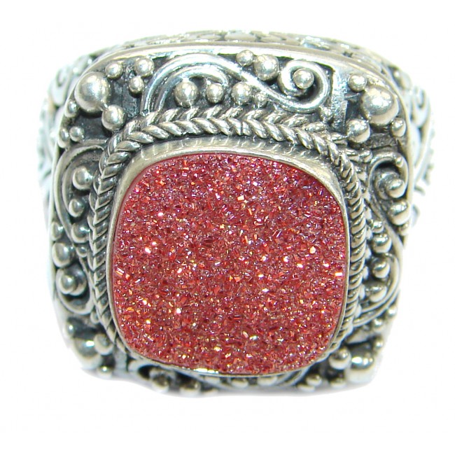 Sahara's Sand Druzy Agate .925 Silver handcrafted Ring s. 8
