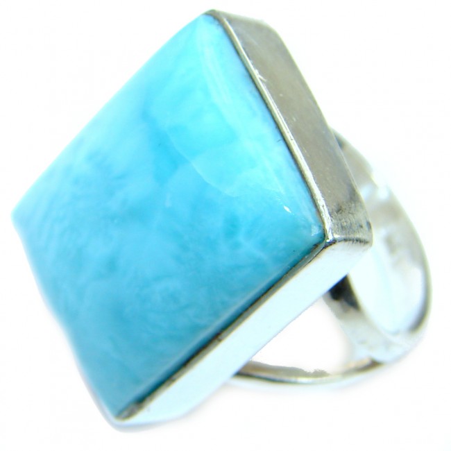 Genuine Larimar .925 Sterling Silver handcrafted ring size 7 1/2