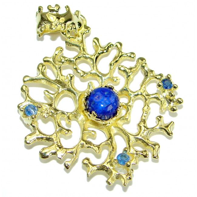 Authentic Lapis Lazuli Sapphire 14 K Gold over .925 Sterling Silver handmade Pendant