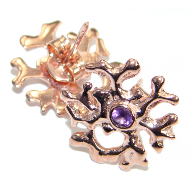 Floral Design Amethyst Gold over .925 Sterling Silver stud earrings
