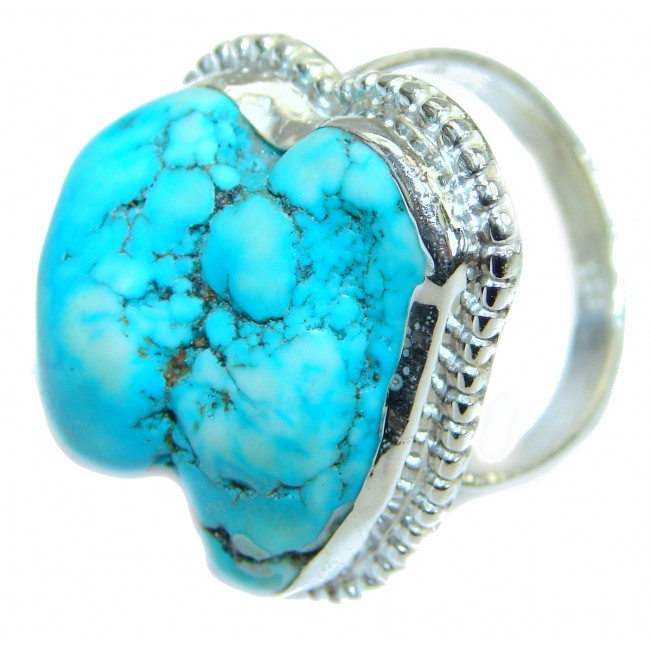 Green Turquoise .925 Sterling Silver handmade Ring s. 11