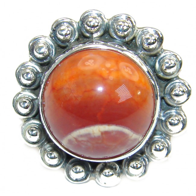 Mexican Agate .925 Silver handcrafted Ring s. 7