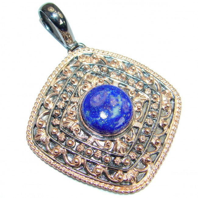 Authentic Lapis Lazuli 14K Gold over .925 Sterling Silver handmade Pendant