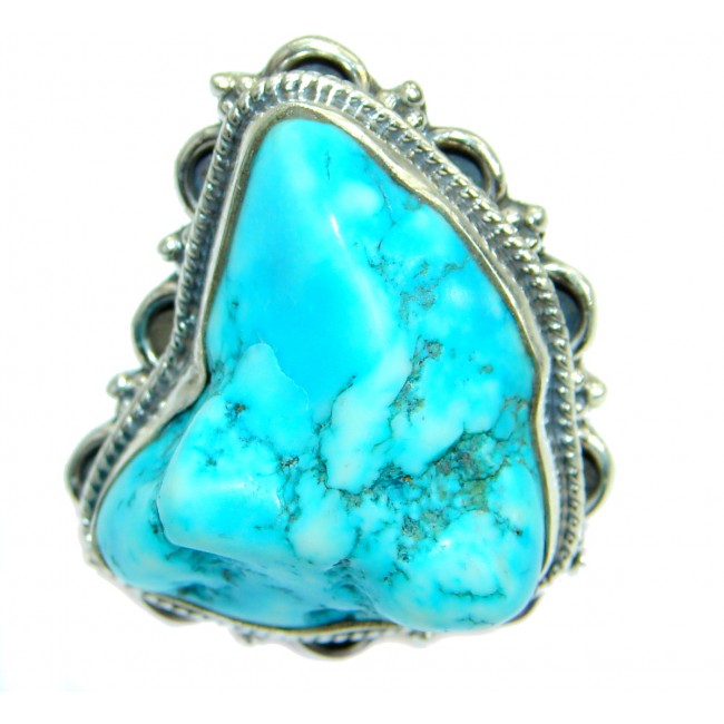 Turquoise .925 Sterling Silver handmade Ring s. 7 1/4