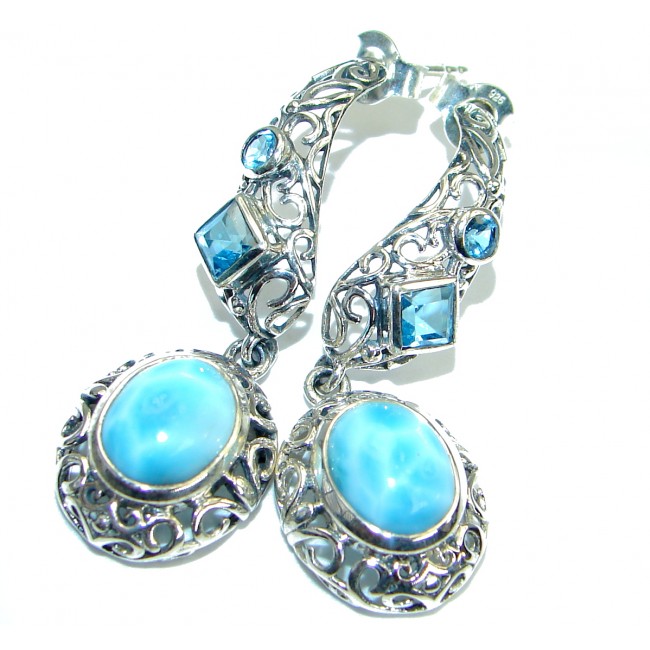 Bali Treasure Precious Blue Larimar .925 Sterling Silver handmade earrings