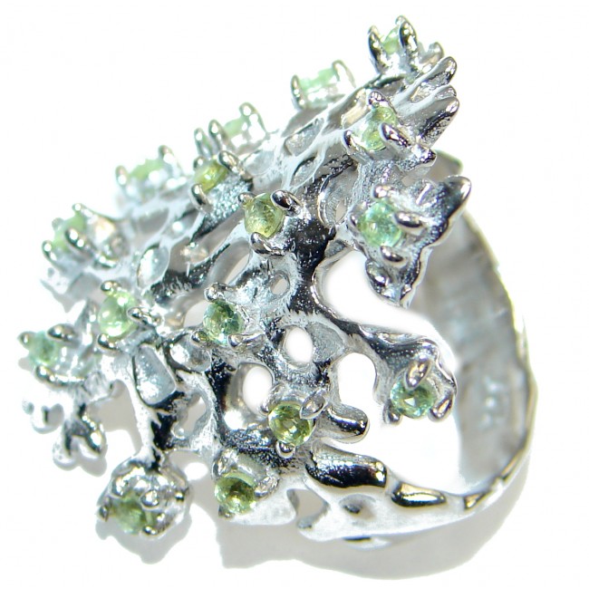 Energazing Peridot Rhodium over .925 Sterling Silver Ring size 8