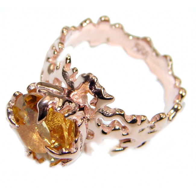 Ocean inspired Natural 16.5 ct. Citrine Gold over .925 Sterling Silver Ring s. 7