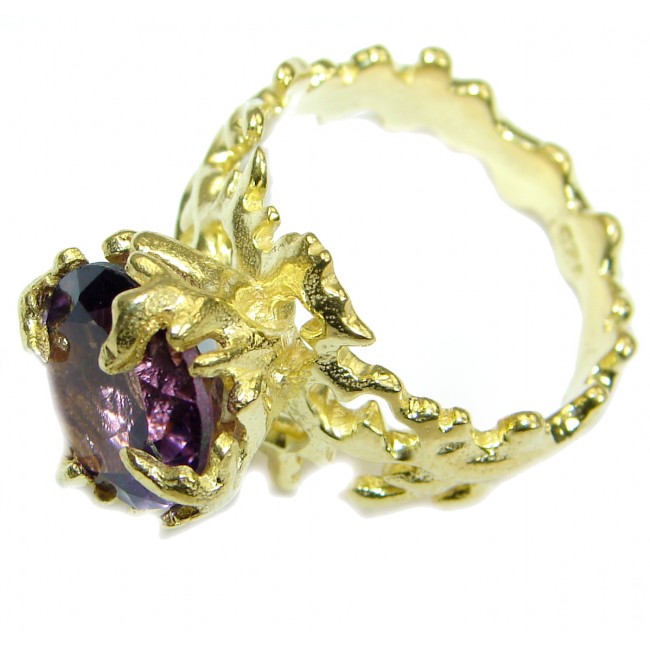Ocean inspired Natural 21 ct. Amethyst .925 Sterling Silver Ring s. 7