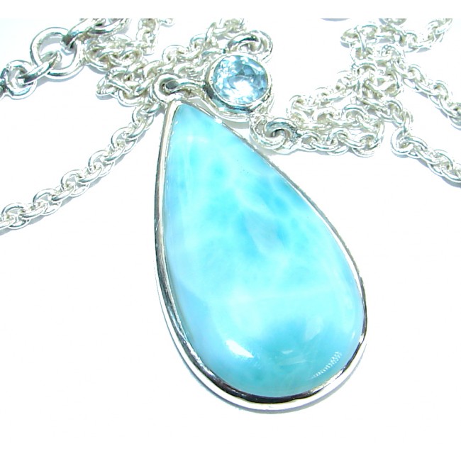 Sublime Beauty genuine Larimar .925 Sterling Silver handmade necklace
