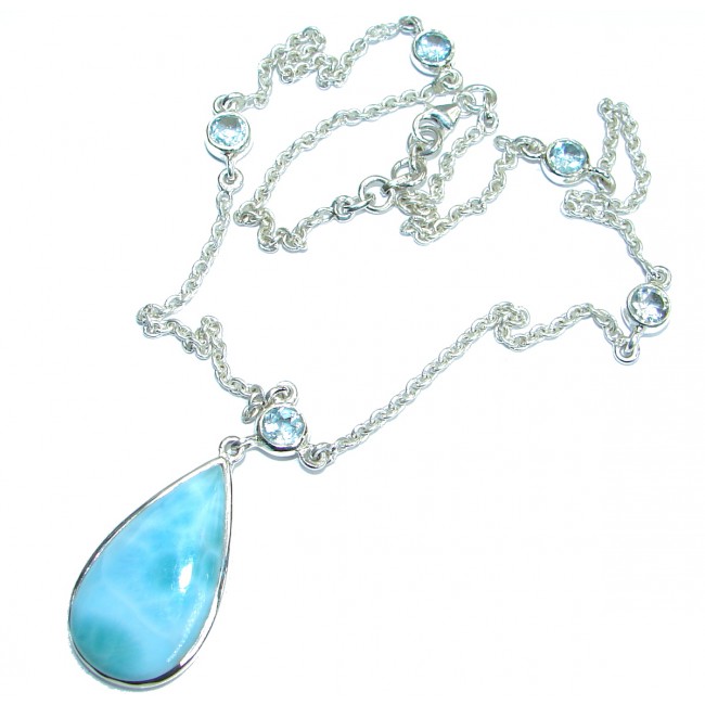 Sublime Beauty genuine Larimar .925 Sterling Silver handmade necklace