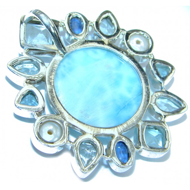 Hooked On Blue Larimar .925 Sterling Silver handmade pendant