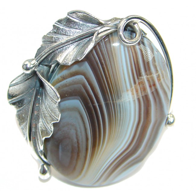 Excellent quality Botswana Agate Sterling Silver Ring s. 8 adjustable
