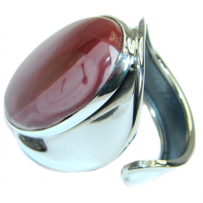 Huge Flawless Australian Mookaite .925 Sterling Silver handcrafted Ring size 8 adjustable