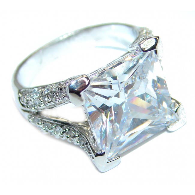 Fancy Cubic Zirconia .925 Sterling Silver Cocktail ring s. 6