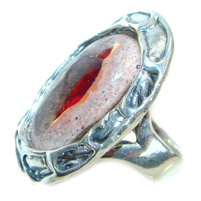 Mexican Opal oxidized oxidized .925 Sterling Silver handcrafted ring size 7 adjustable