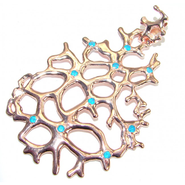 Ocean Reef Swiss Blue Topaz 14K Gold over .925 Sterling Silver handmade pendant