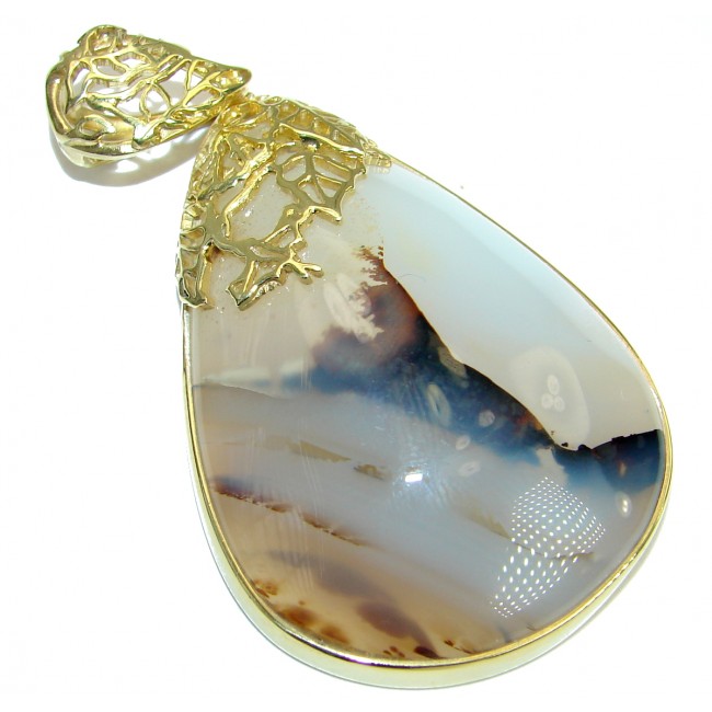 Great quality genuine Botswana Agate 14K Gold over .925 Sterling Silver handmade Pendant