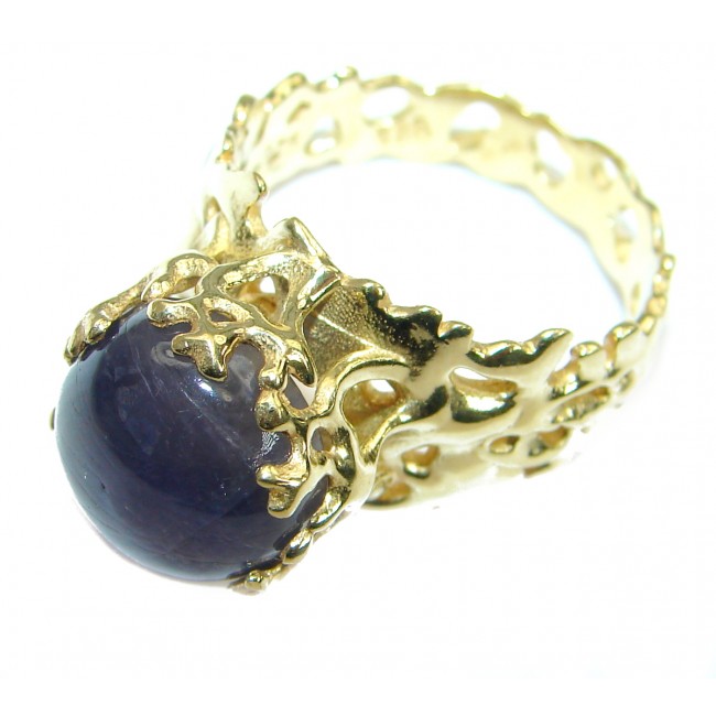 ISABELLE Unique Genuine 15ct Tanzanite 14K Gold over .925 Sterling Silver handcrafted Ring s. 9 1/4