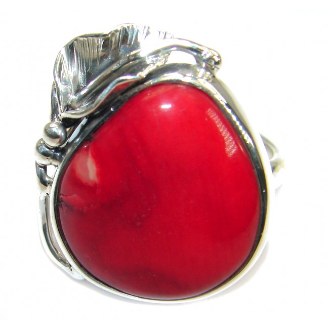 Natural Fossilized Coral .925 Sterling Silver handmade ring s. 8 1/4