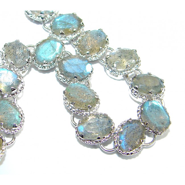The Highest Quality Fire Labradorite .925 Sterling Silver handcrafted Bracelet