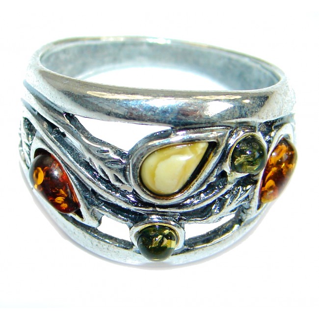 Genuine Butterscotch Baltic Polish Amber .925 Sterling Silver handmade Ring size 9