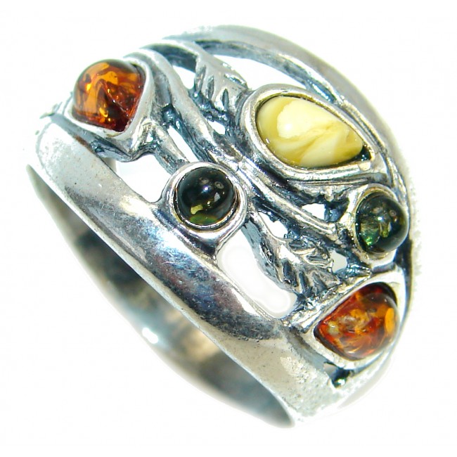 Genuine Butterscotch Baltic Polish Amber .925 Sterling Silver handmade Ring size 9