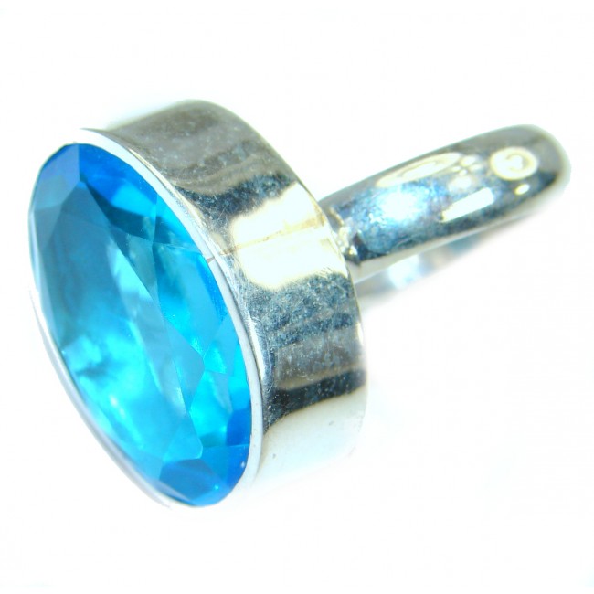 Blue Quartz .925 Sterling Silver ring s. 7 adjustable