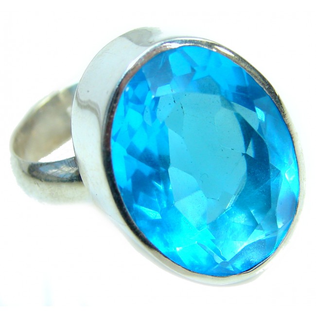 Blue Quartz .925 Sterling Silver ring s. 7 adjustable