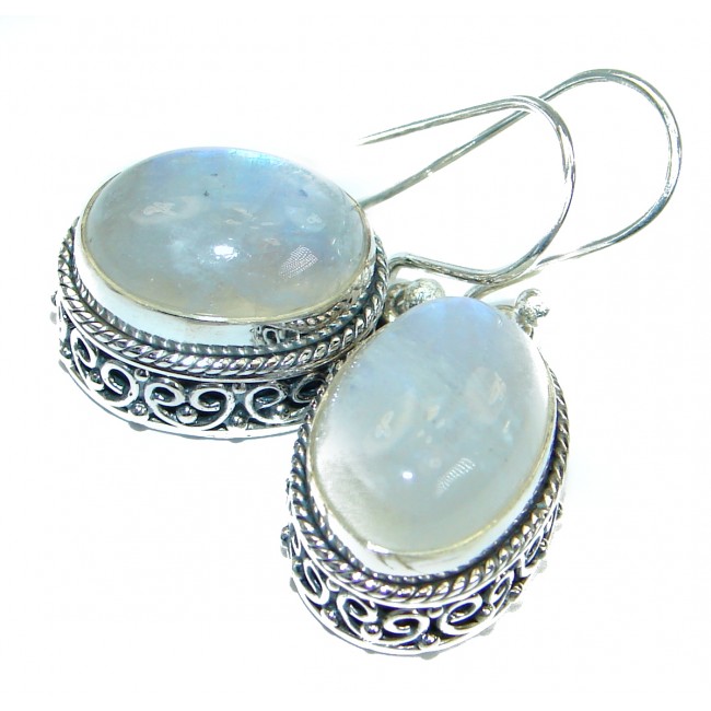 Perfect Fire Moonstone .925 Sterling Silver handmade earrings