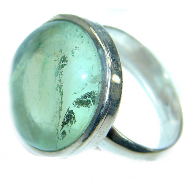 Natural Moss Prehnite .925 Sterling Silver handmade ring s. 11