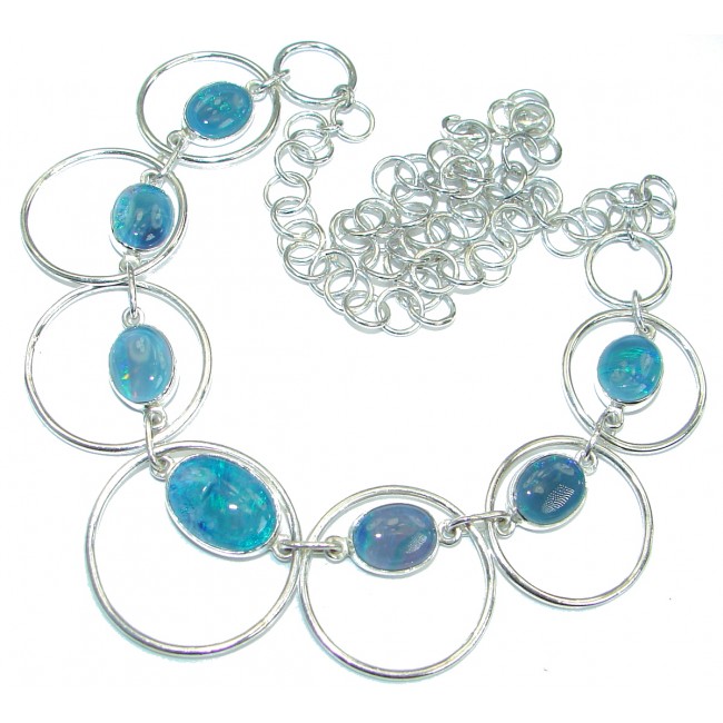 Chunky Doublet Opal .925 Sterling Silver handcrafted necklace