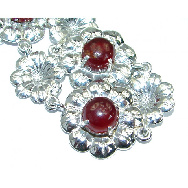 Floral Design Genuine Ruby .925 Sterling Silver handcrafted Bracelet
