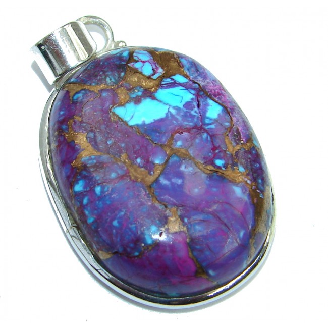 Turquoise with Copper vains .925 Sterling Silver habndmade Pendant