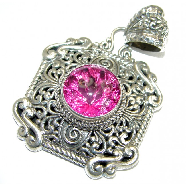 Vintage Design Pink Magic Topaz .925 Sterling Silver Pendant