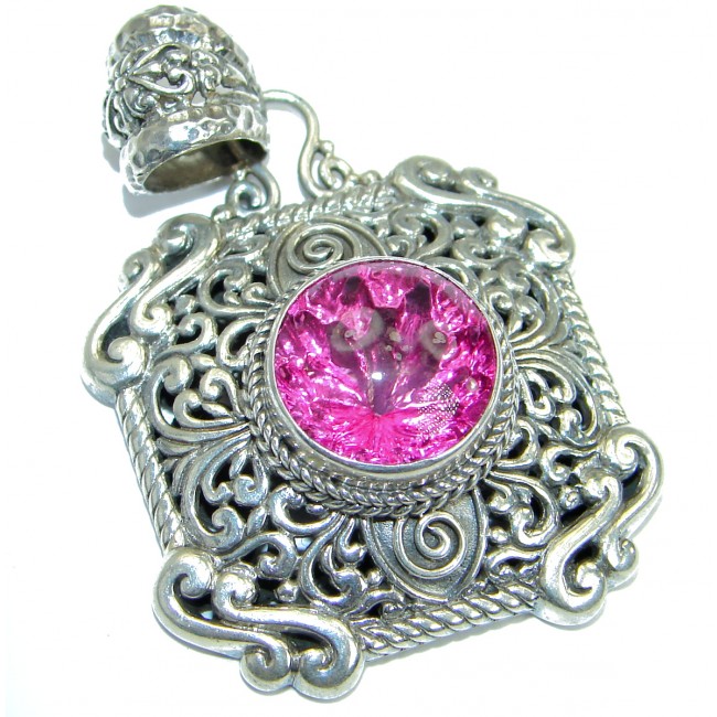 Vintage Design Pink Magic Topaz .925 Sterling Silver Pendant