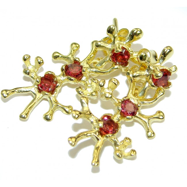 Simple Beauty Garnet 14K Gold over .925 Sterling Silver handcrafted earrings