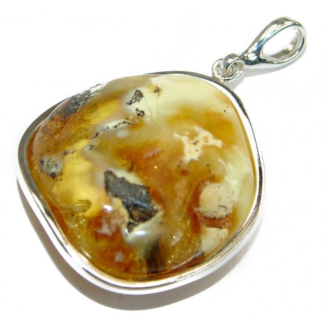 Incredible natural Baltic butterscotch Amber .925 Sterling Silver handmade Pendant