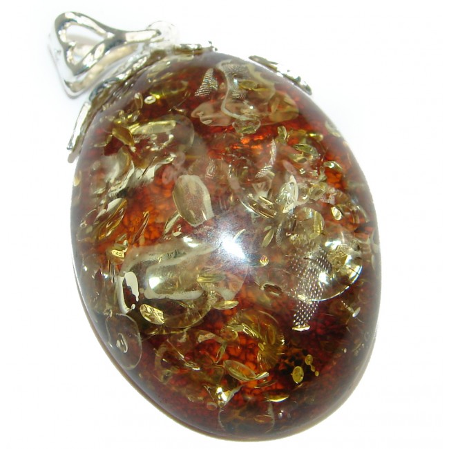 Great Natural Baltic Amber .925 Sterling Silver handmade Pendant