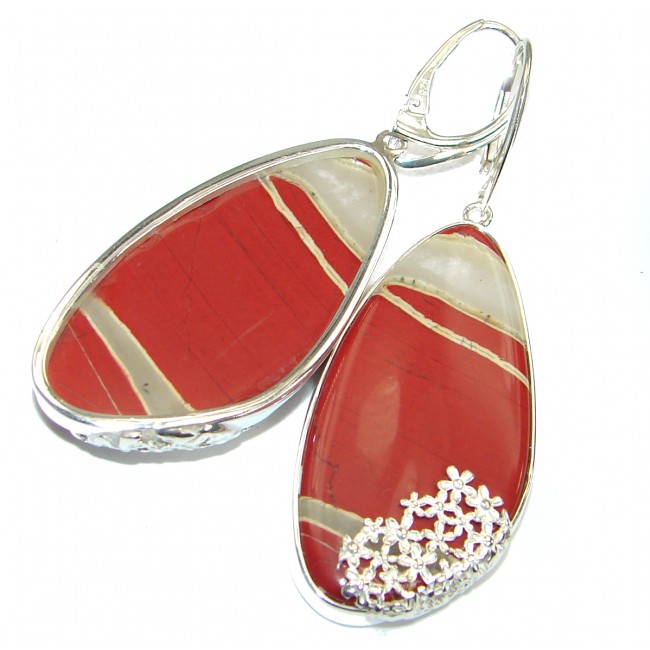 Bohemian Style Red Creek Jasper .925 Sterling Silver handcrafted Earrings