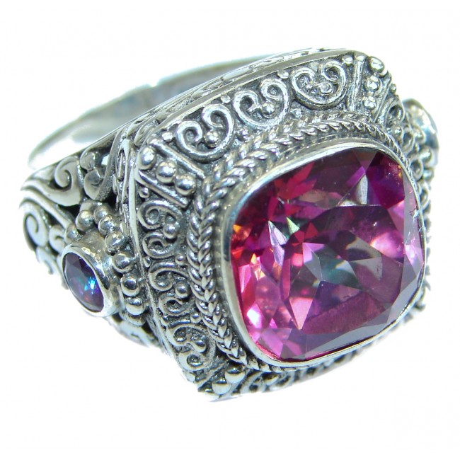 Exotic Pink Topaz .925 Sterling Silver handcrafted Ring s. 9