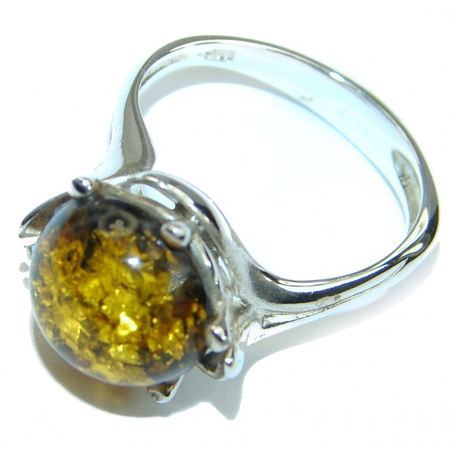 Genuine Baltic Polish Amber .925 Sterling Silver handmade Ring size 8