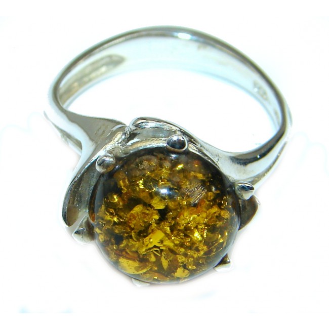 Genuine Baltic Polish Amber .925 Sterling Silver handmade Ring size 8