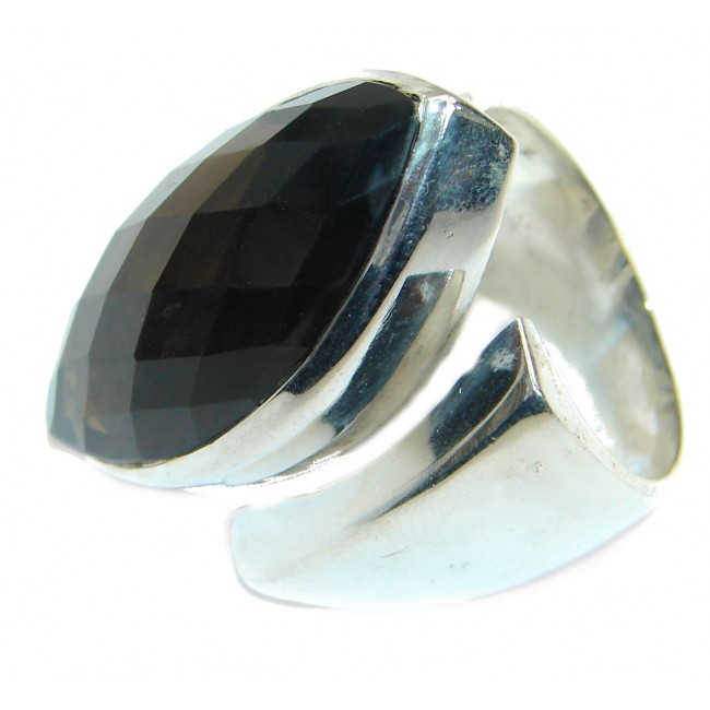 Huge Incredible Smoky Quartz .925 Sterling Silver Ring s. 8