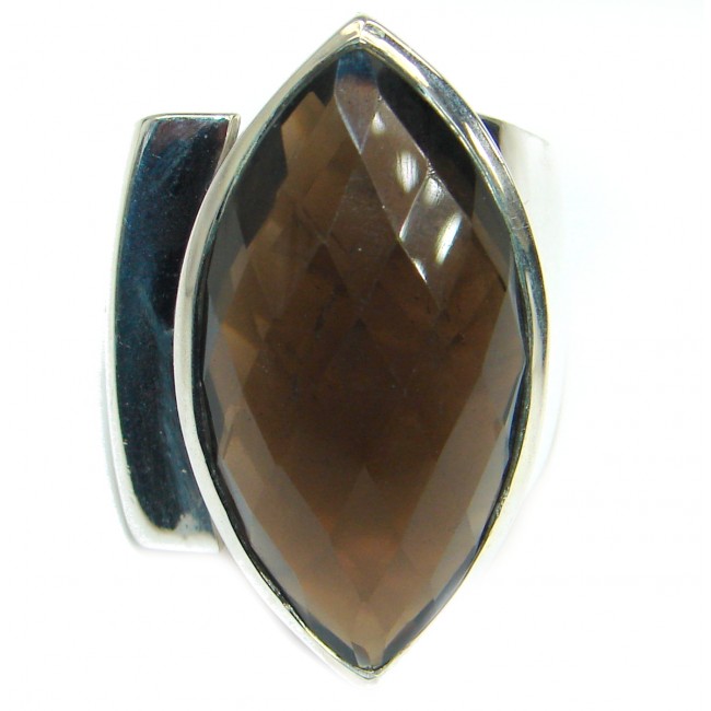 Huge Incredible Smoky Quartz .925 Sterling Silver Ring s. 8