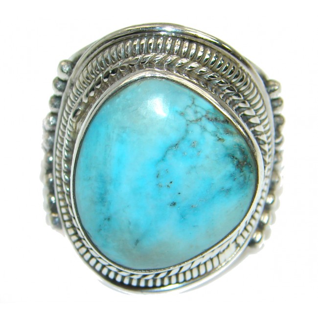Natural Turquoise .925 Sterling Silver handmade Ring s. 9