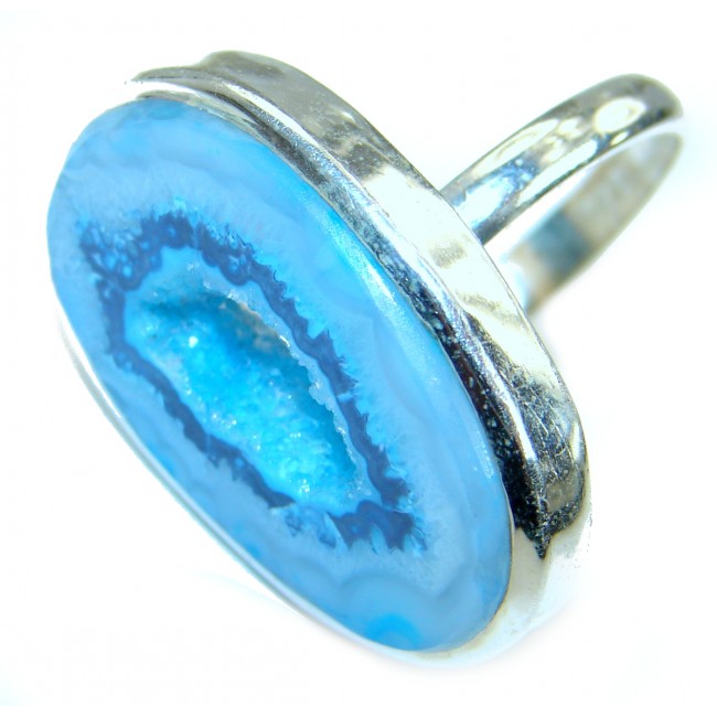 Exotic Druzy Agate .925 Silver Ring s. 7