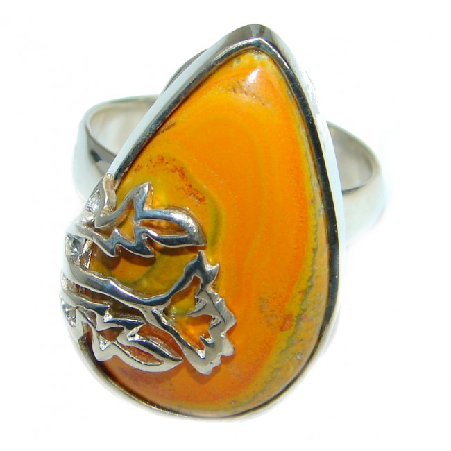 Vivid Beauty Bumble Bee Jasper .925 Sterling Silver ring s. 7 1/2