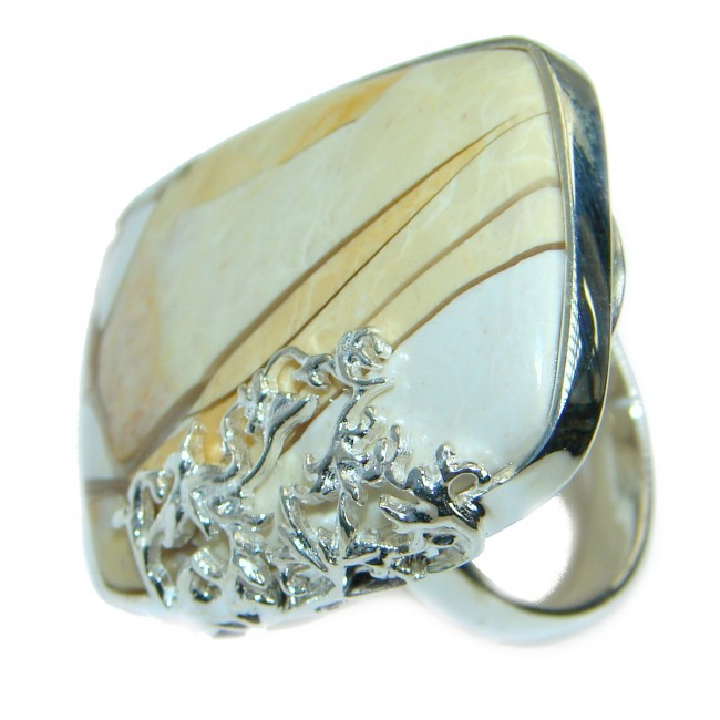 Flawless Australian Bracciated Mookaite .925 Sterling Silver Ring size 7 3/4