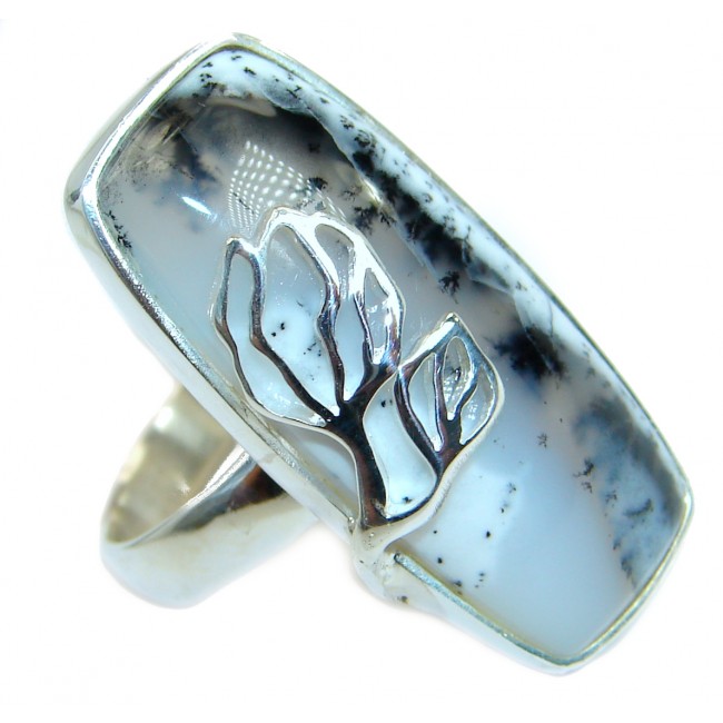 Top Quality Dendritic Agate .925 Sterling Silver hancrafted Ring s. 7 3/4