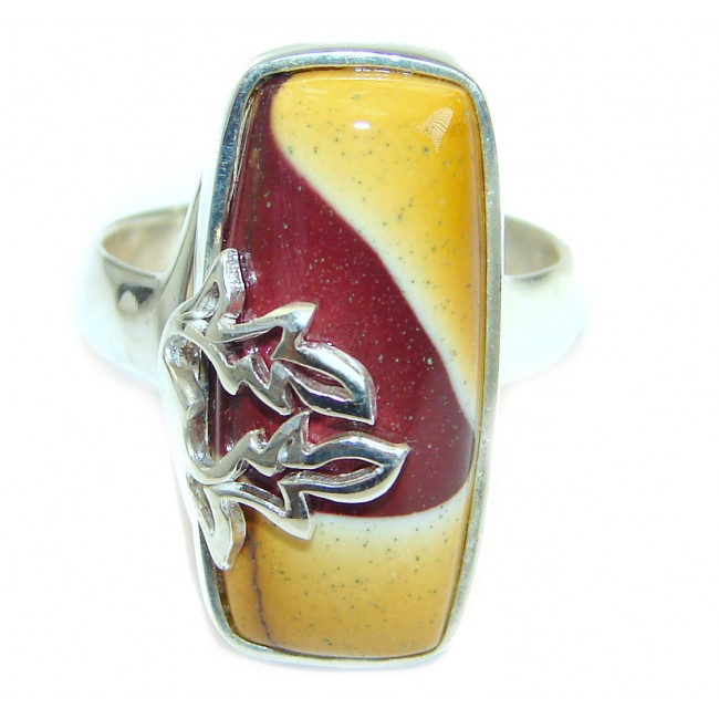Huge Flawless Australian Mookaite .925 Sterling Silver handcrafted Ring size 7 1/2
